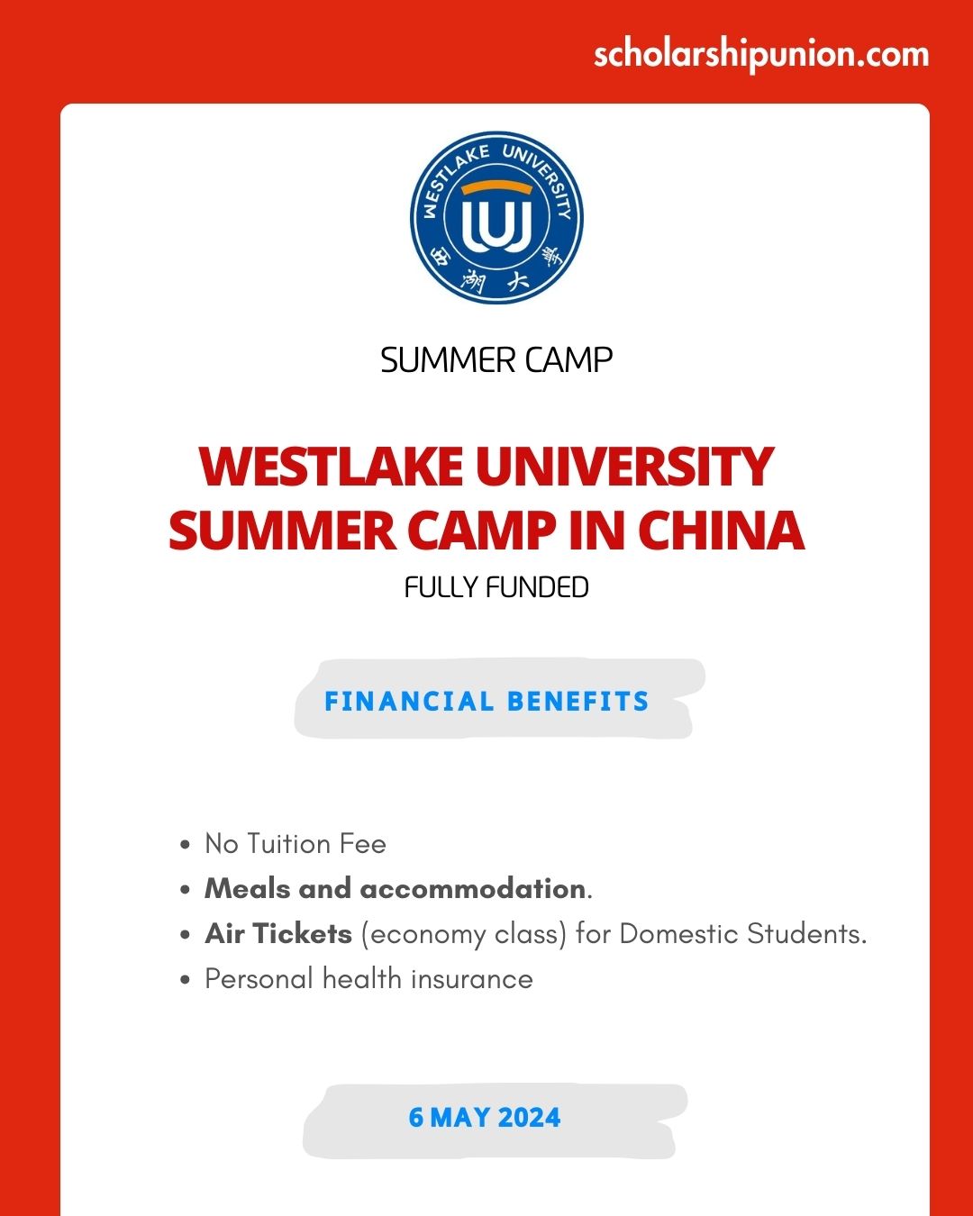 Feature image for Fully Funded Westlake University Summer Camp 2024 in China