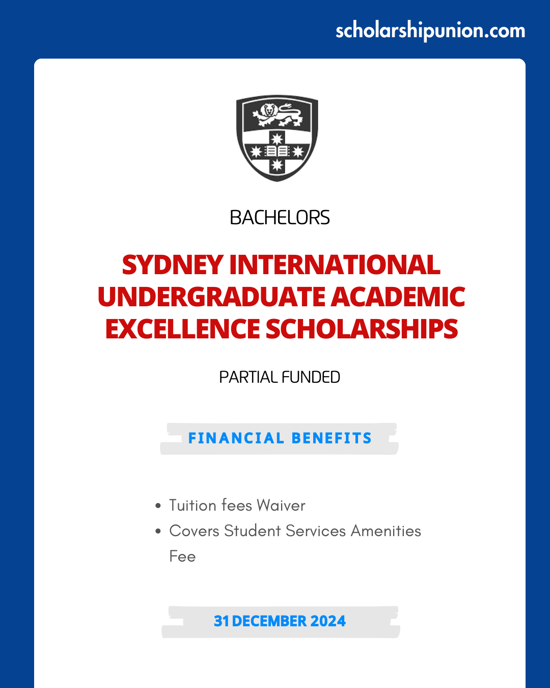 Feature image for Sydney International Undergraduate Academic Excellence Scholarships 2024-25