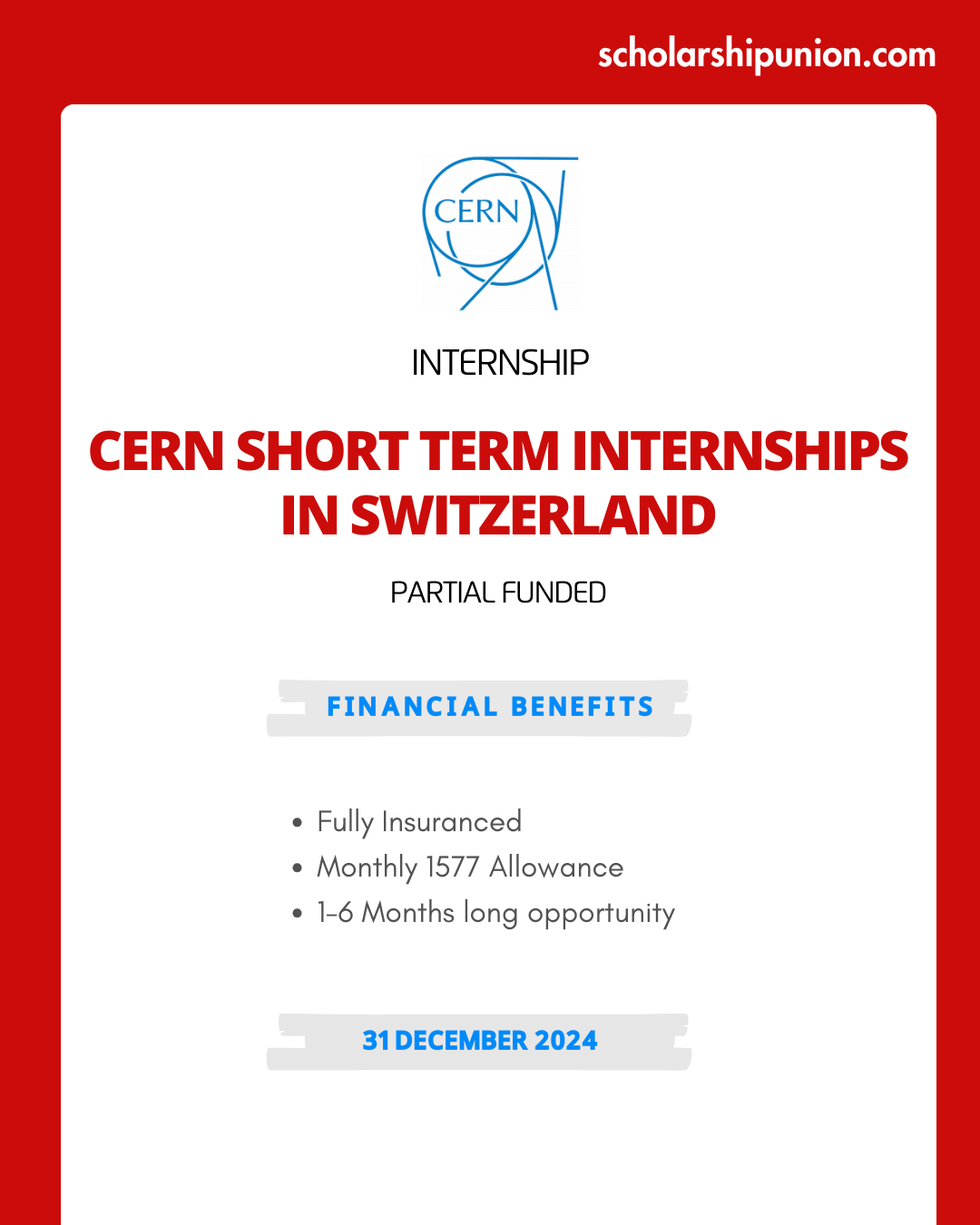 Feature image for CERN Short Term Internships in Switzerland 2024-25