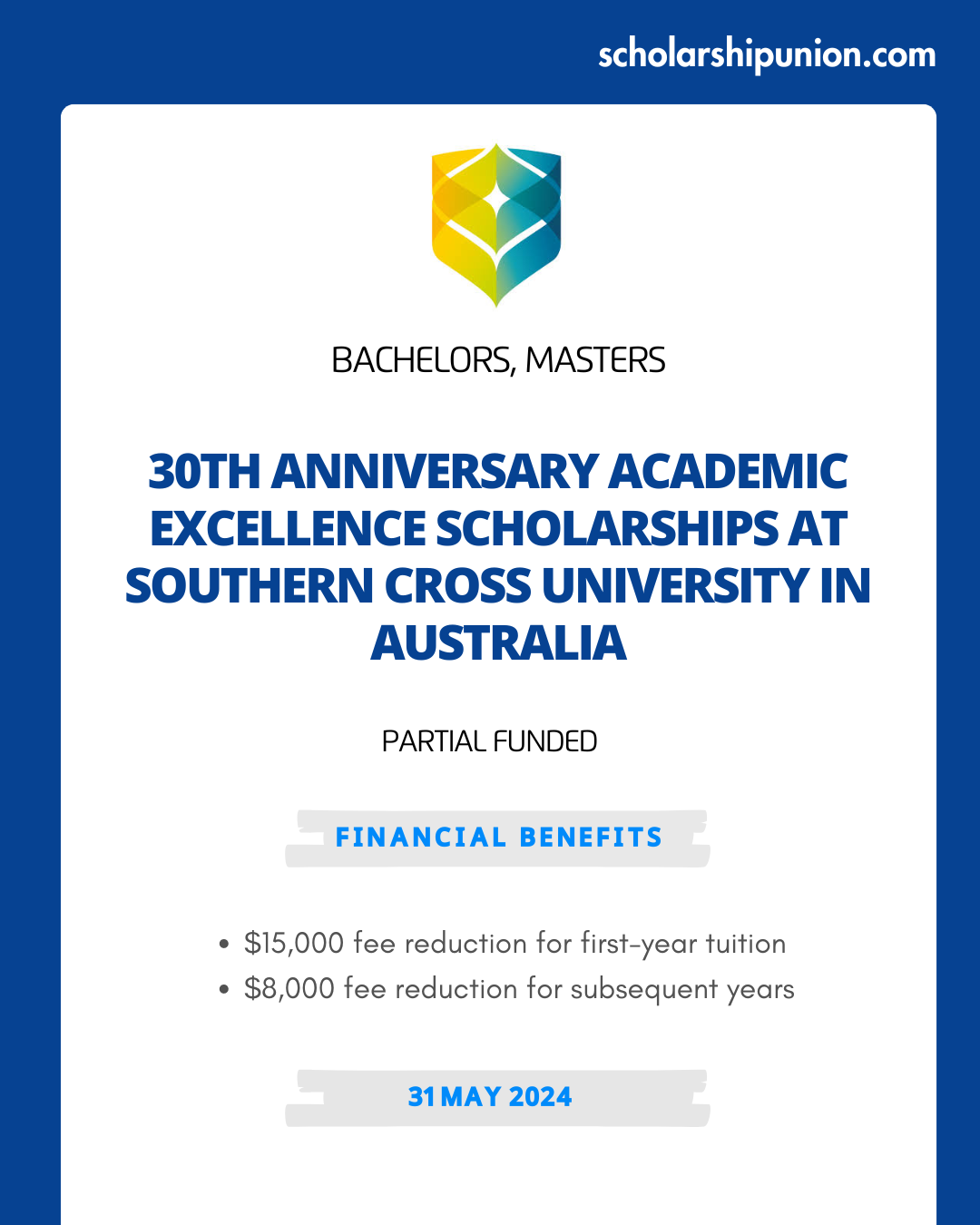 Feature image for 30th Anniversary Academic Excellence Scholarships at Southern Cross University in Australia 2024-25