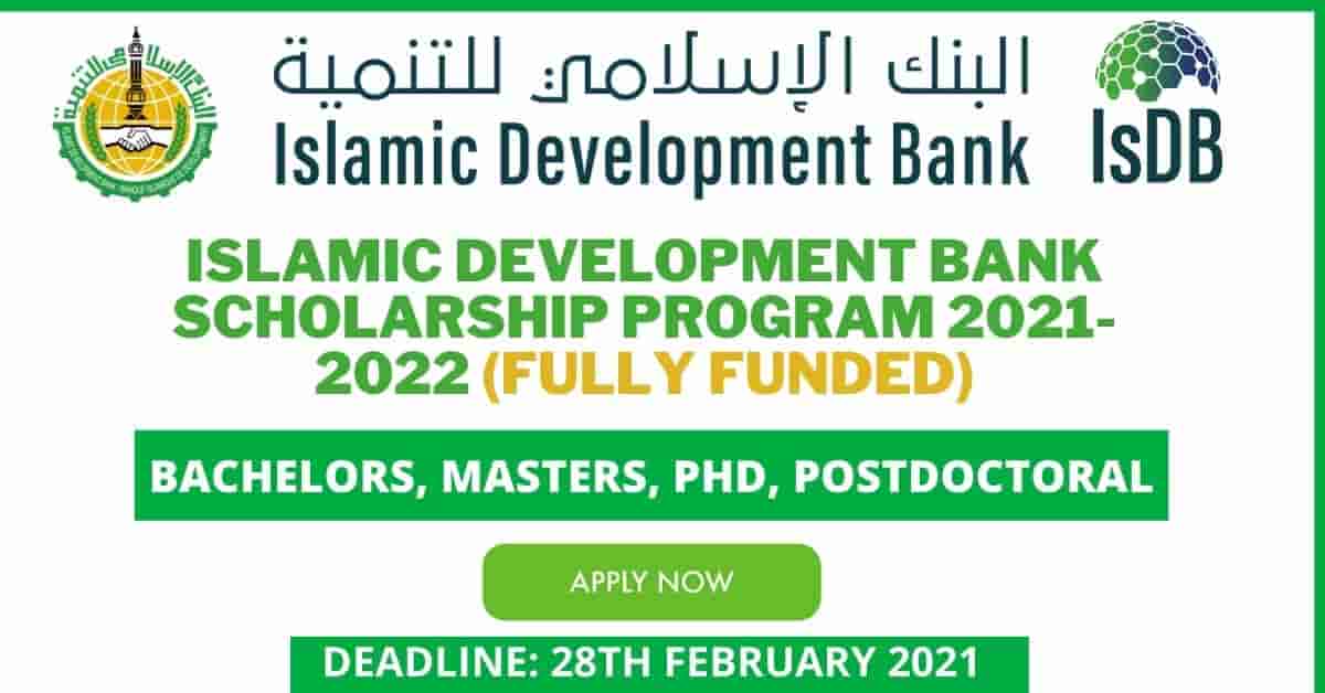Feature image for Fully Funded Islamic Development Bank Scholarship 2021