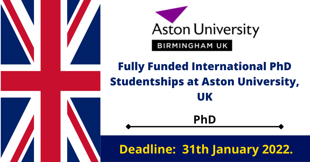 Feature image for Fully Funded International PhD Studentships at Aston University, UK