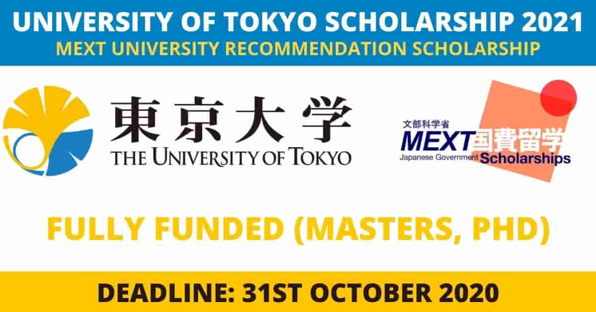 Feature image for Fully Funded University of Tokyo Scholarships in Japan 2021