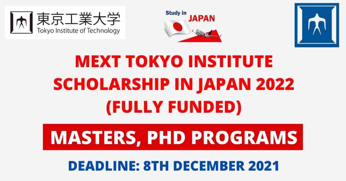 Feature image for Fully Funded MEXT Titech Scholarship in Japan 2022