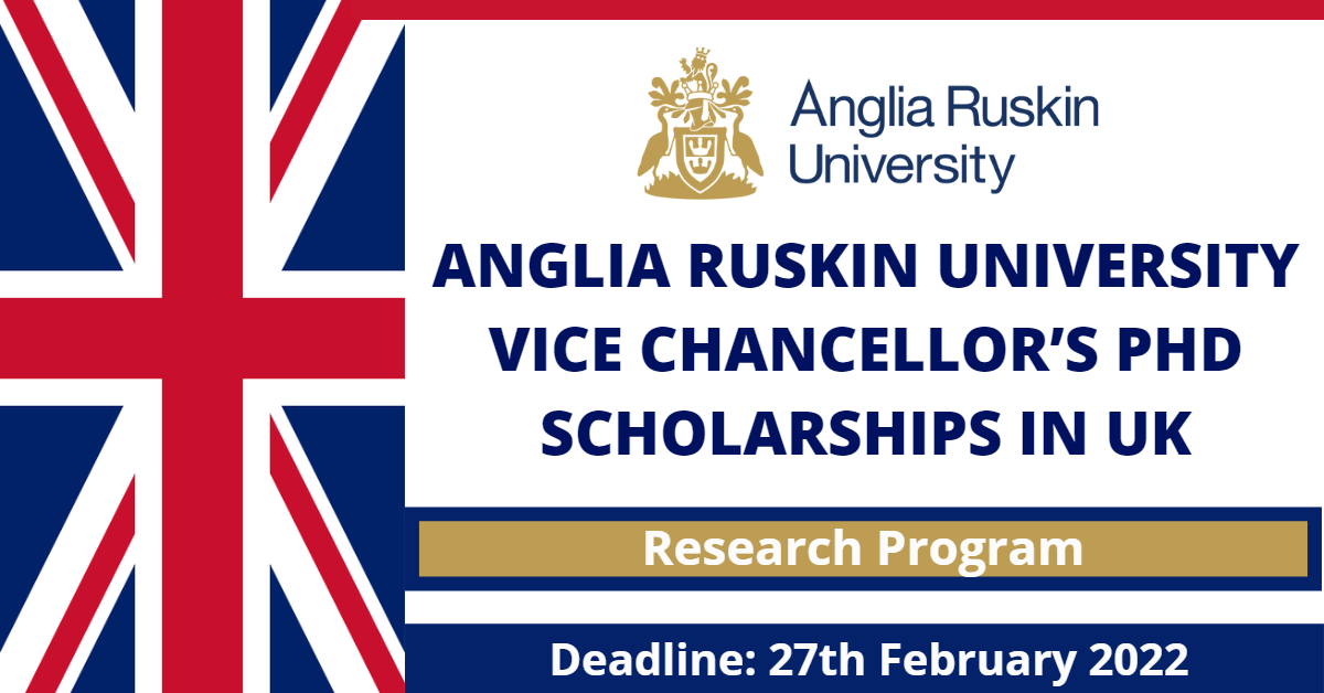 Feature image for Anglia Ruskin University Vice Chancellor’s PhD Scholarships in UK