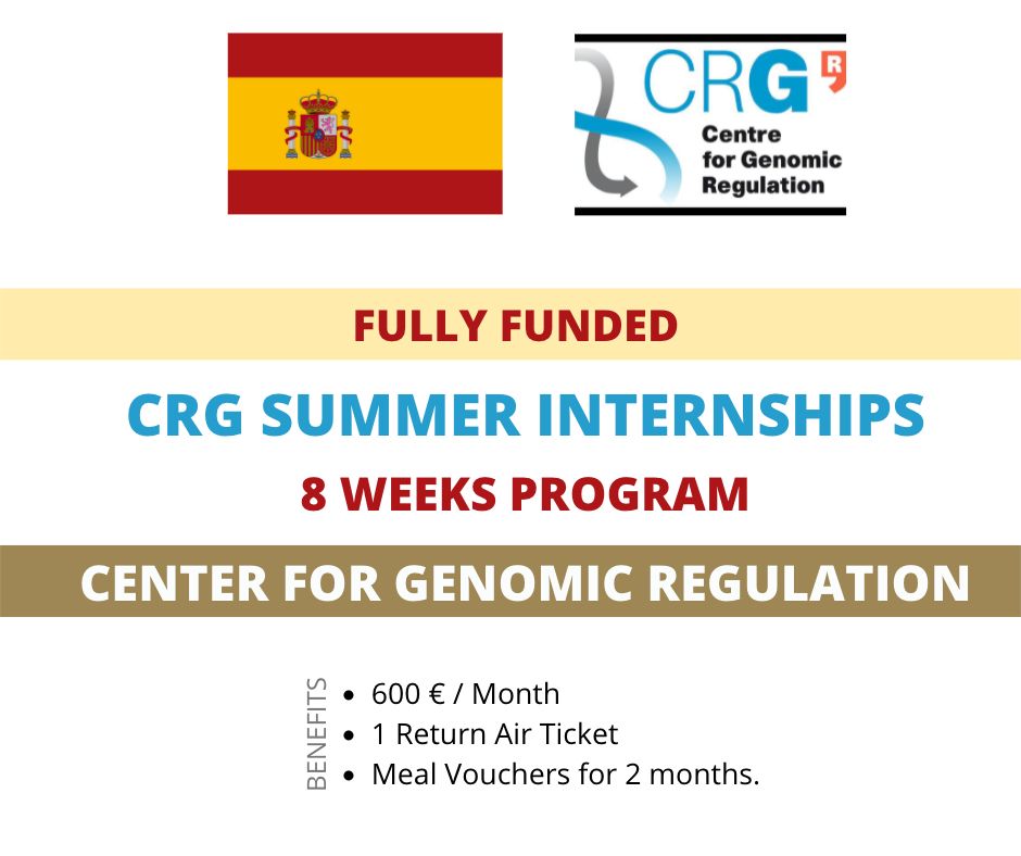 Feature image for Fully Funded CRG Summer Internship in Spain for International Students