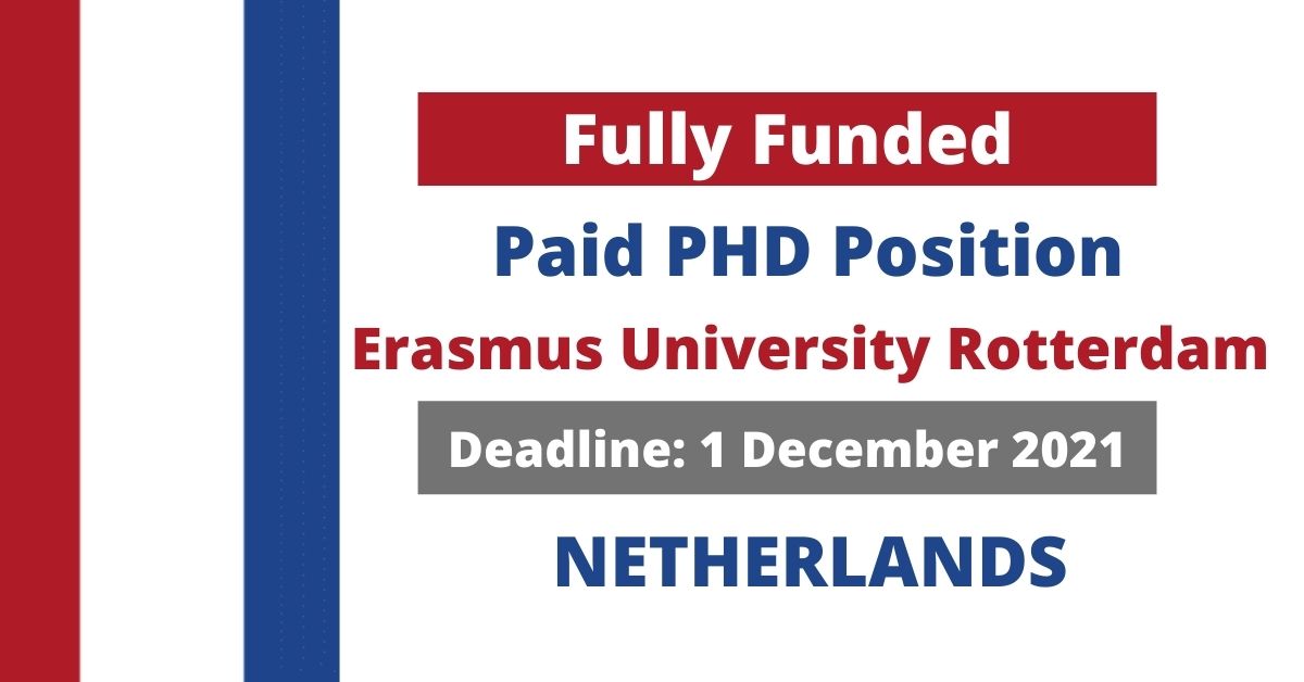 Feature image for Paid PhD Position at Erasmus University Rotterdam in Netherlands