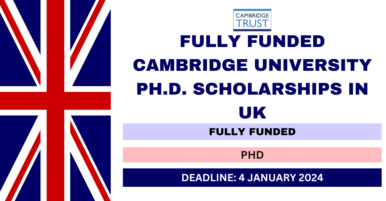 Feature image for Fully Funded Cambridge University Ph.D. Scholarships in UK 2024