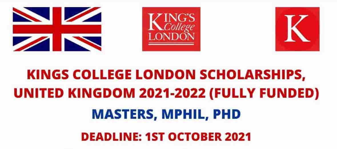 Feature image for Fully Funded Kings College Scholarships in UK 2021-2022