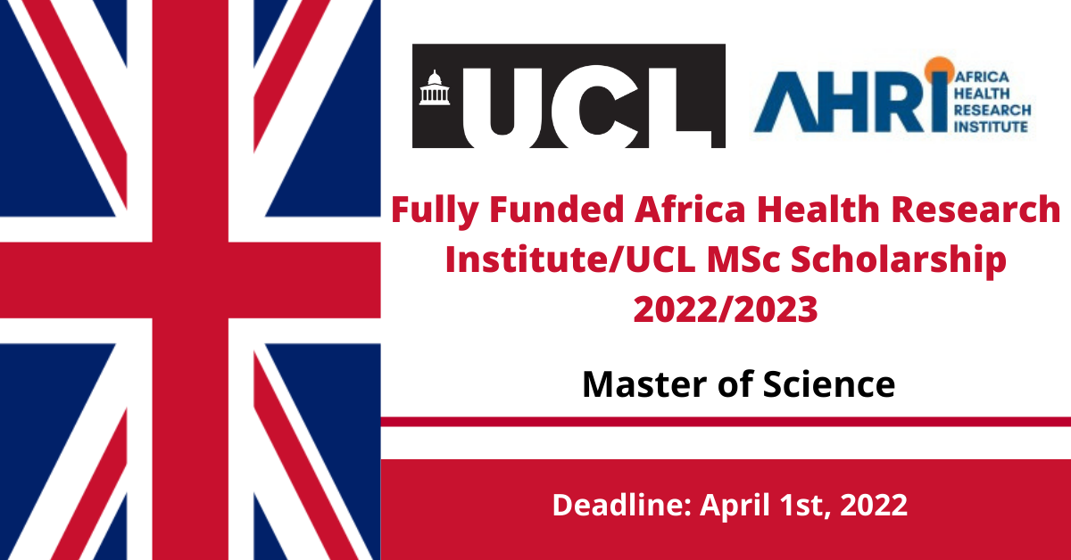 Feature image for Fully Funded Africa Health Research Institute/UCL MSc Scholarship 2022/2023