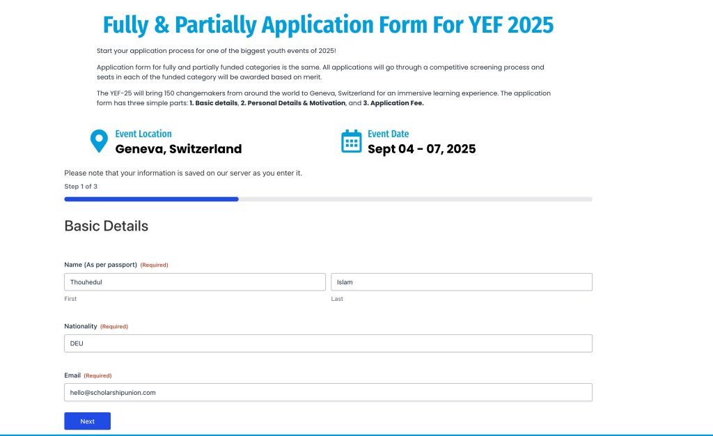 Step-by-Step Application Process for Youth Empowerment 2025 3 Youth Empowerment Forum 2025 - Basic Details
